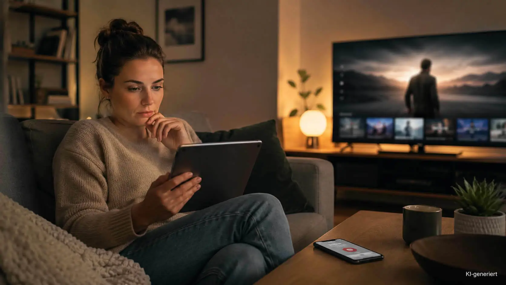 Frau sitzt mit Tablet auf dem Sofa und widerruft ein Streaming-Abo nach EuGH-Urteil C-234/25